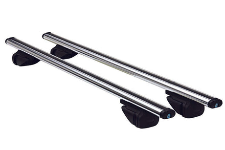 Roof Top Rack featuring dual aluminum bars with black mounts for vehicle cargo solutions.