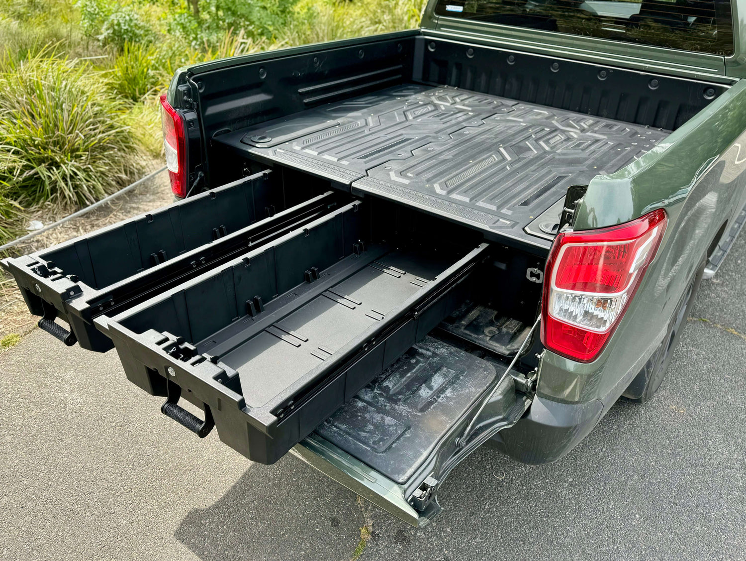 SsangYong Musso Drawers XLV Long Tub 2018-2025 Weathertight storage system open in truck bed