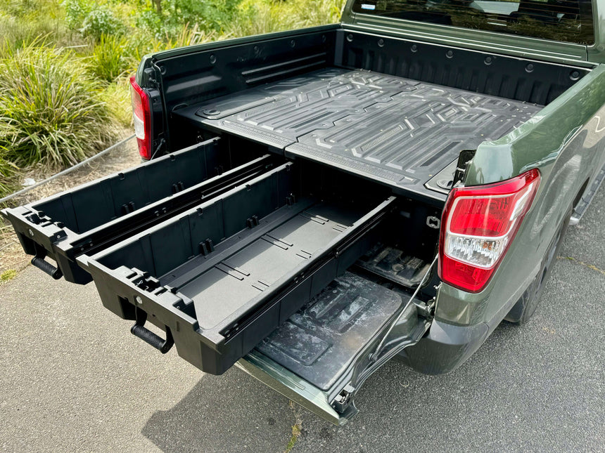 SsangYong Musso Drawers XLV Long Tub 2018-2025 Weathertight storage system open in truck bed