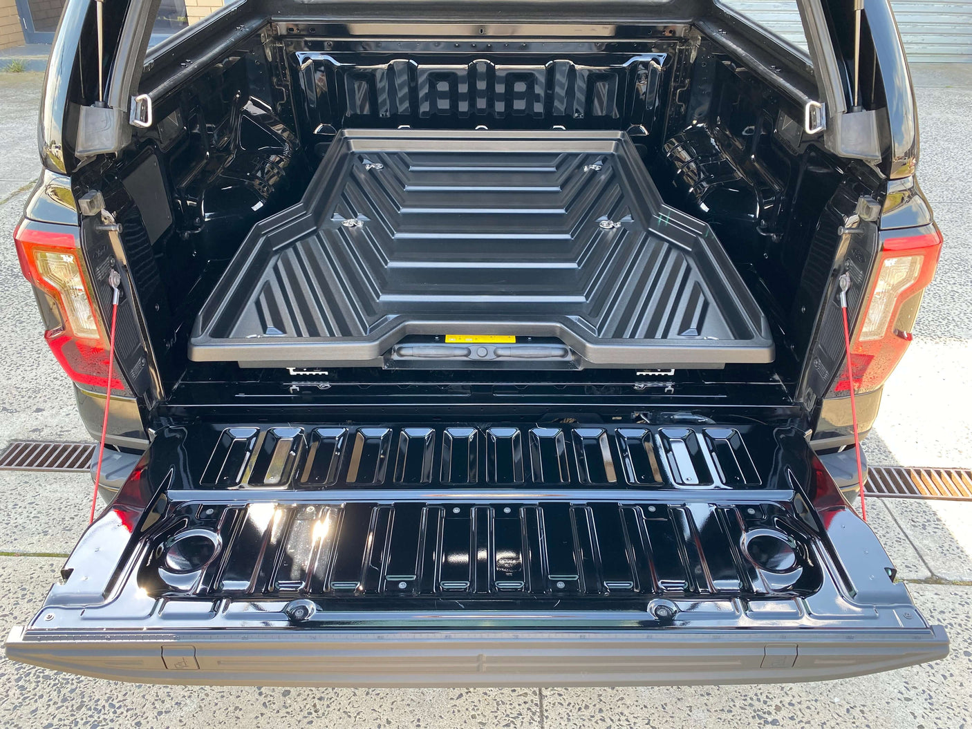 Slide out ute tray for Ford Ranger 2012-2025, enhancing cargo access with UniUte sliding tray drawer, ultimate 4x4 accessory.