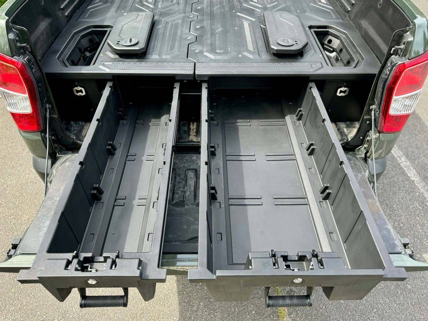 Open SsangYong Musso Drawers XLV 2018-2025 Weathertight Ute Drawer System for optimal 4WD storage and durability.