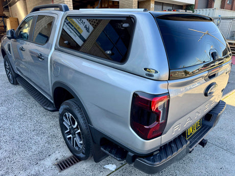 Ford Ranger canopy for RA NextGen 2022β2025, showcasing premium design and functionality on a dual cab model.