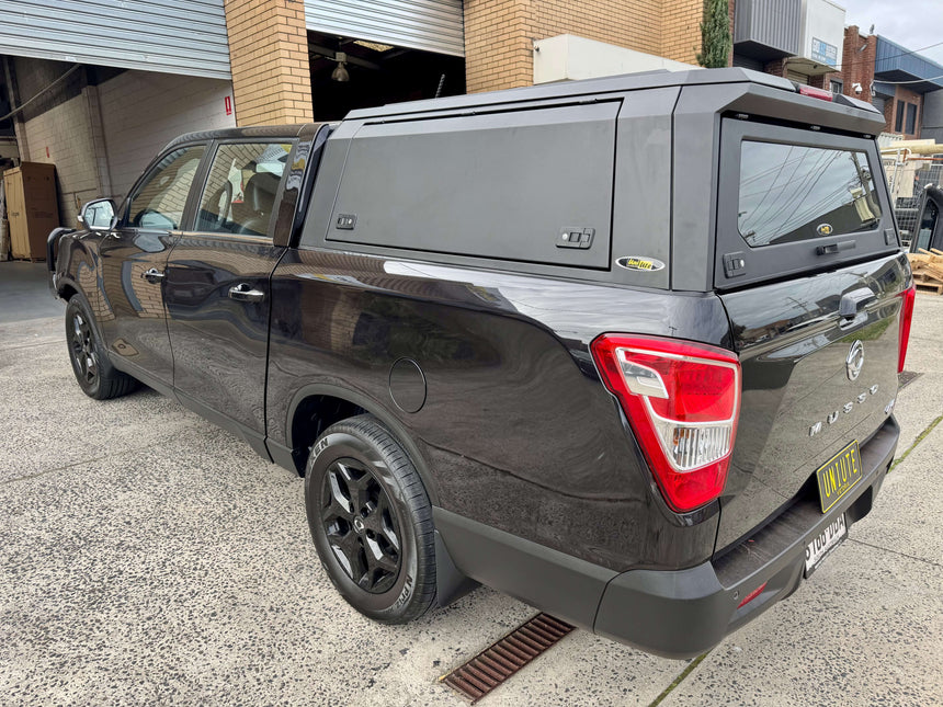 KGM Musso Canopy XLV Long Tub 2018-2025 stainless steel ute canopy rear view