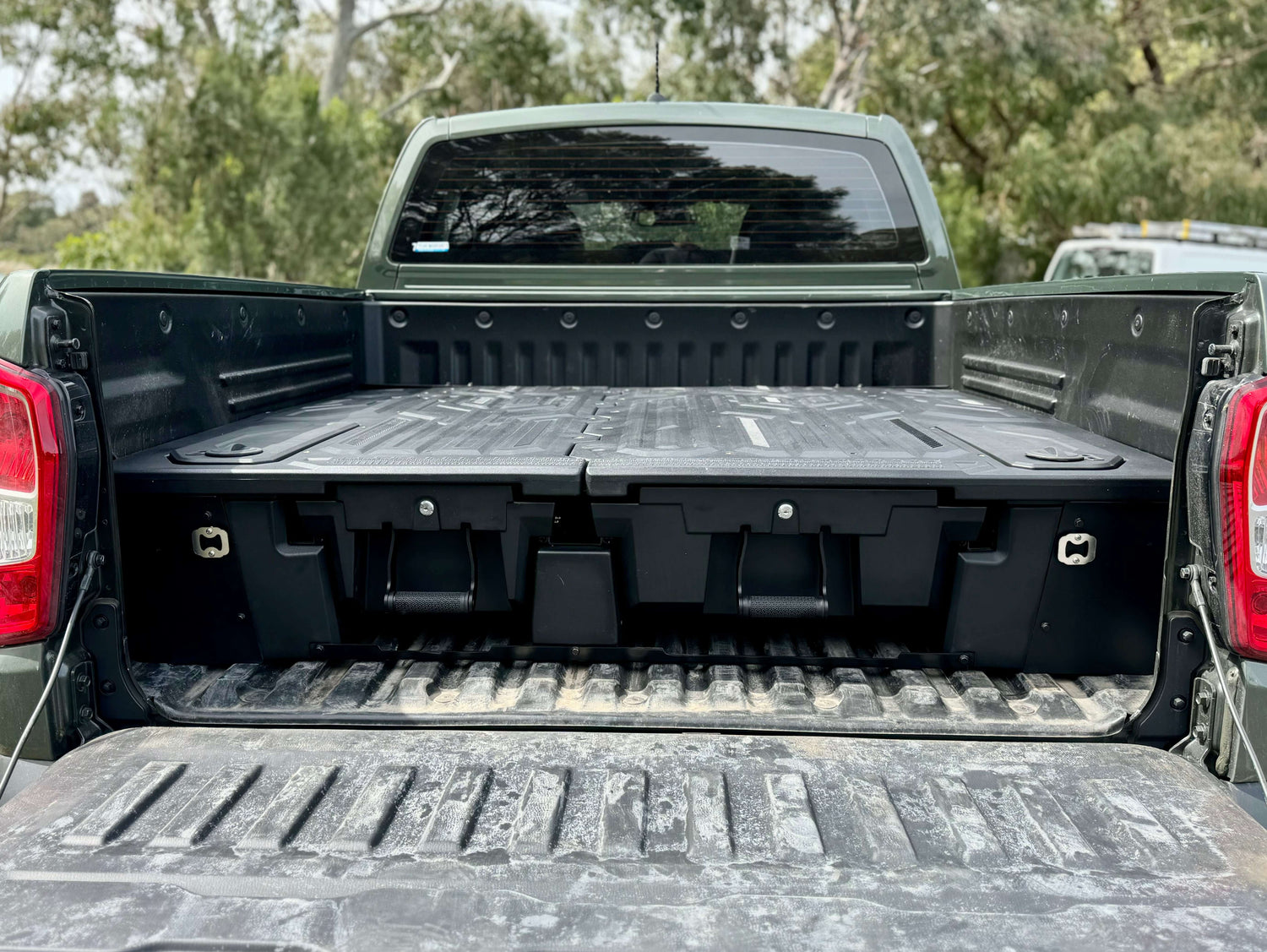 SsangYong Musso drawers installed in the XLV long tub, offering weathertight storage for 2018-2025 models.