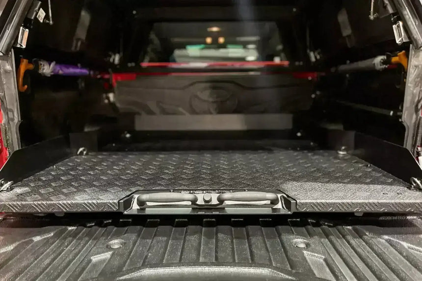 Cargo tray for Jeep Gladiator 2020-2025, featuring UniUte sliding tray drawer for enhanced vehicle storage solutions.