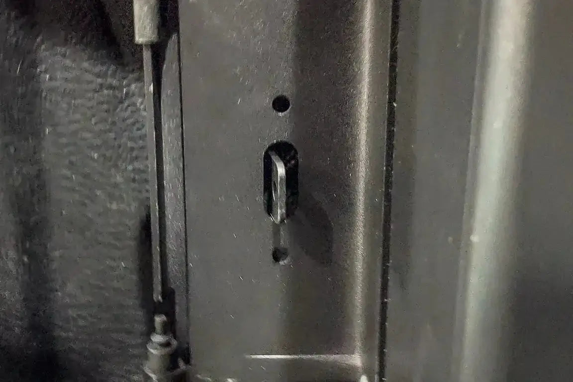 Detailed view of the locking mechanism in Toyota Hilux tool box for models 2015-2025, enhancing security and storage efficiency.