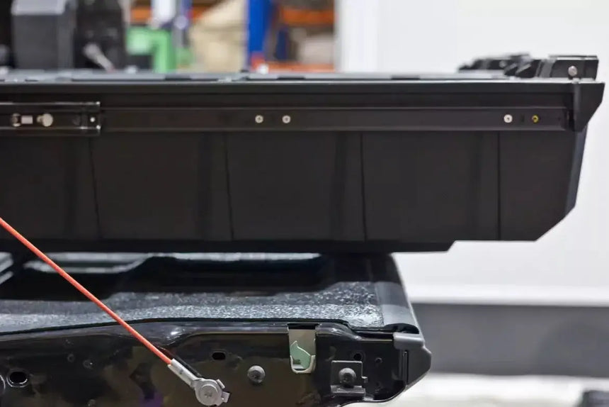 Side view of UniUte Weathertight hilux drawers for Toyota Hilux 2015-2025, showcasing durable storage design.