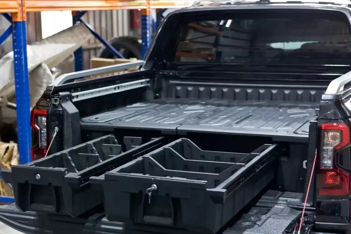 Ford Ranger Drawers NextGen 2022+ Weathertight Ute Drawer System open in truck bed