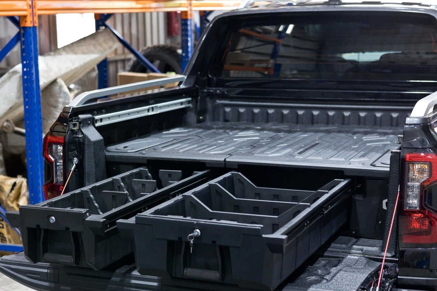 Ford Ranger drawers NextGen 2022+ weathertight ute drawer system open in truck bed