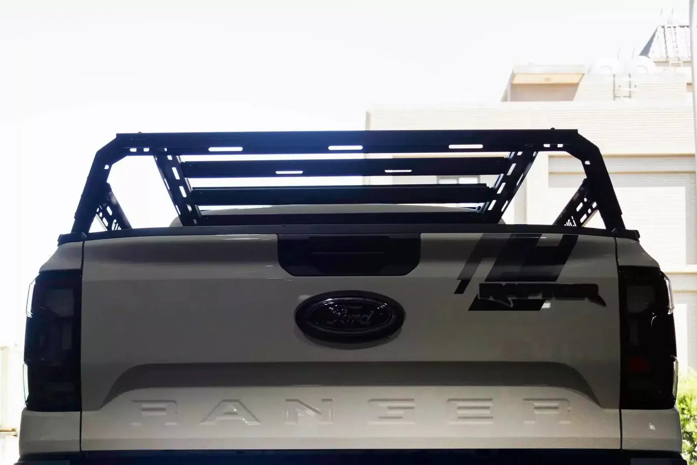 Back view of a ute equipped with a tub rack universal multifunction utility rack carrier cage for secure gear transport.