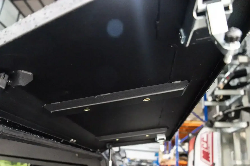 Underside view of KGM Musso Canopy, stainless steel ute accessory for SsangYong Musso XLV 2018-2025, highlighting durability.