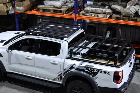 White ute equipped with tub rack universal multifunction utility rack carrier cage.