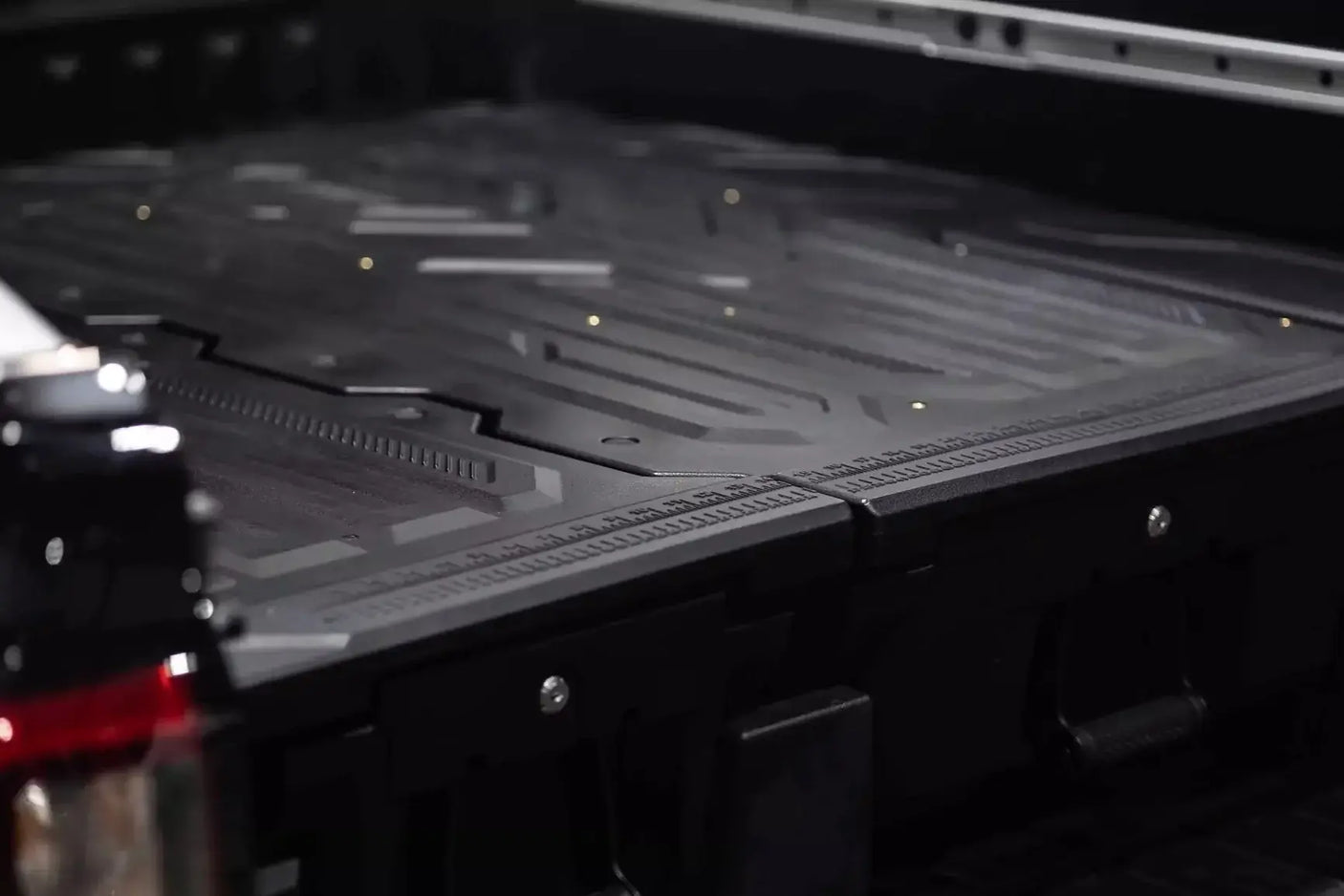 Hilux drawers installed in a Toyota Hilux, showcasing weathertight ute drawer system for 2015-2025 models by UniUte
