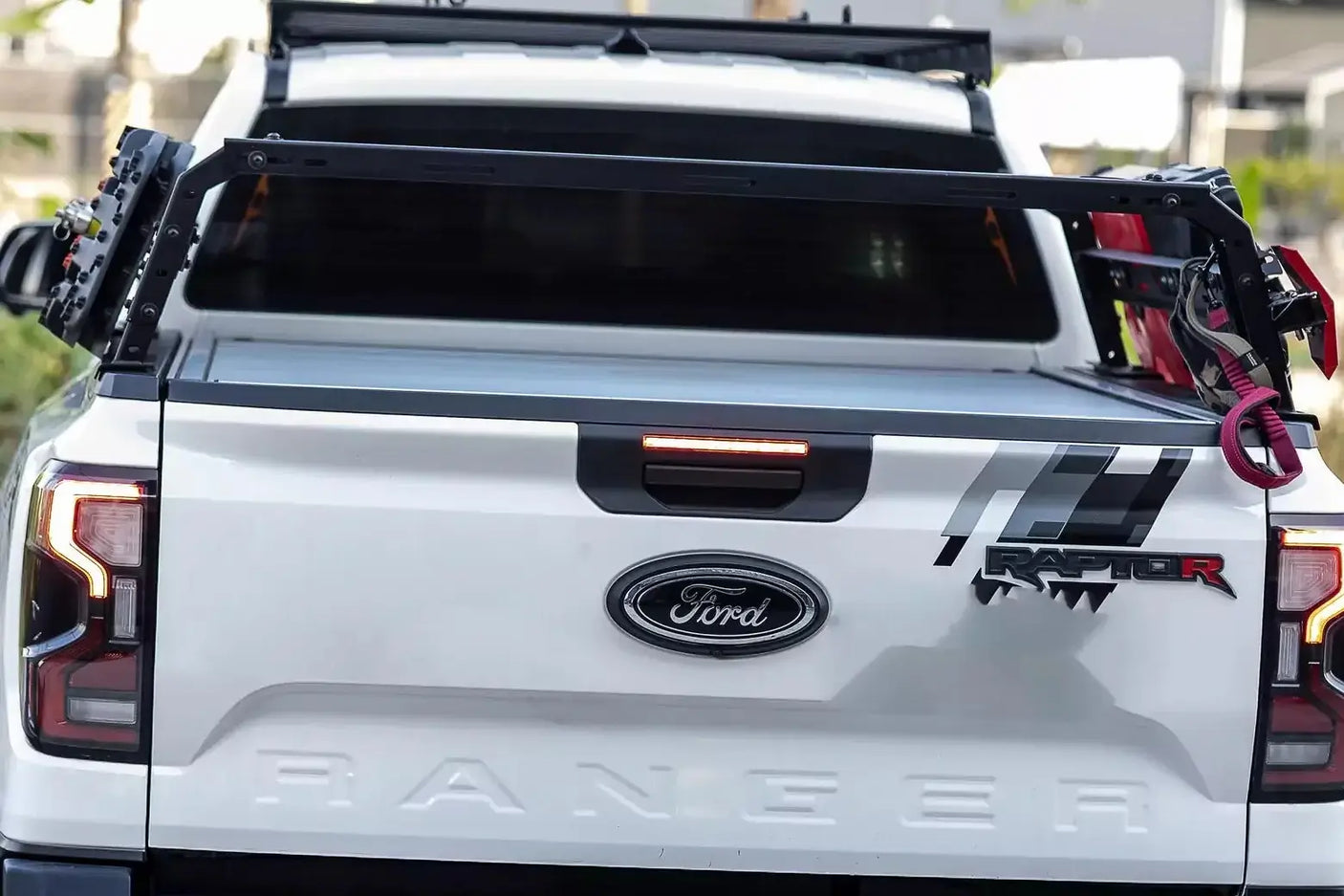 Truck with tub rack universal multifunction utility rack carrier cage on the back, ready for carrying gear.