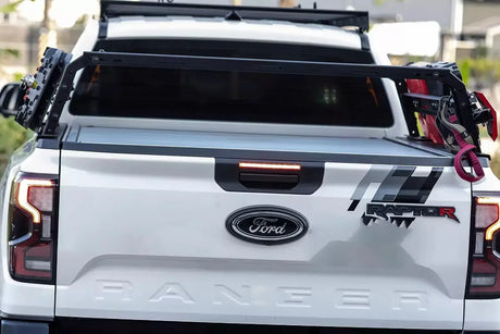 Truck with tub rack universal multifunction utility rack carrier cage on the back, ready for carrying gear.