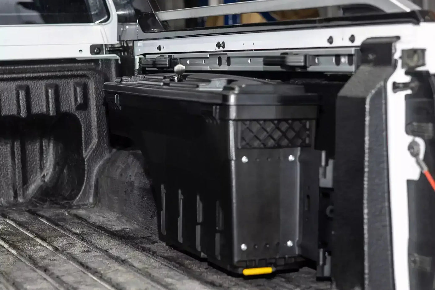 Nissan Navara Tool Box NP300 2021-2025 smart swing-out storage box in ute tub, showcasing secure and organized storage solution.