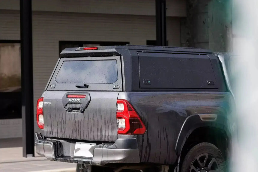 Stainless steel canopy Triton MV 2024+ on Mitsubishi vehicle, showcasing durability and storage for ute owners.
