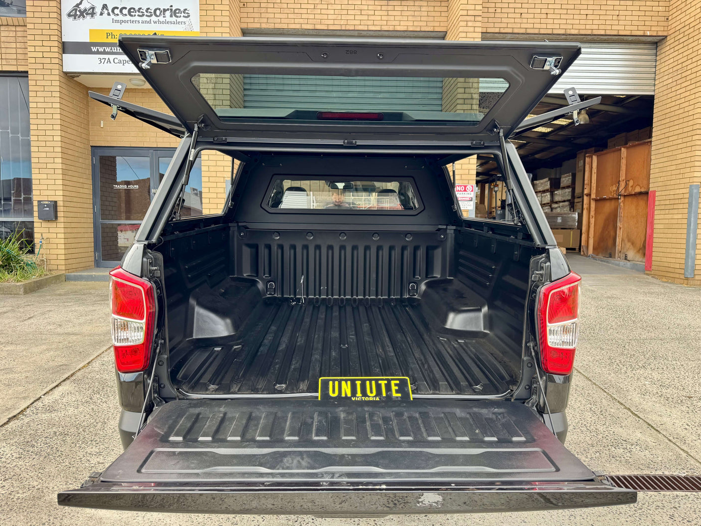 Open KGM Musso Canopy on a ute showcasing spacious design and durability, ideal for 2018-2025 SsangYong Musso XLV (Long Tub).