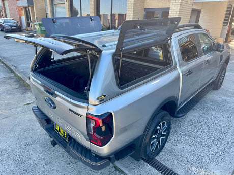 Ford Ranger Canopy FORCE PRO for NextGen RA 2022β2025 dual cab, open view showcasing strength and style. ford ranger canopy