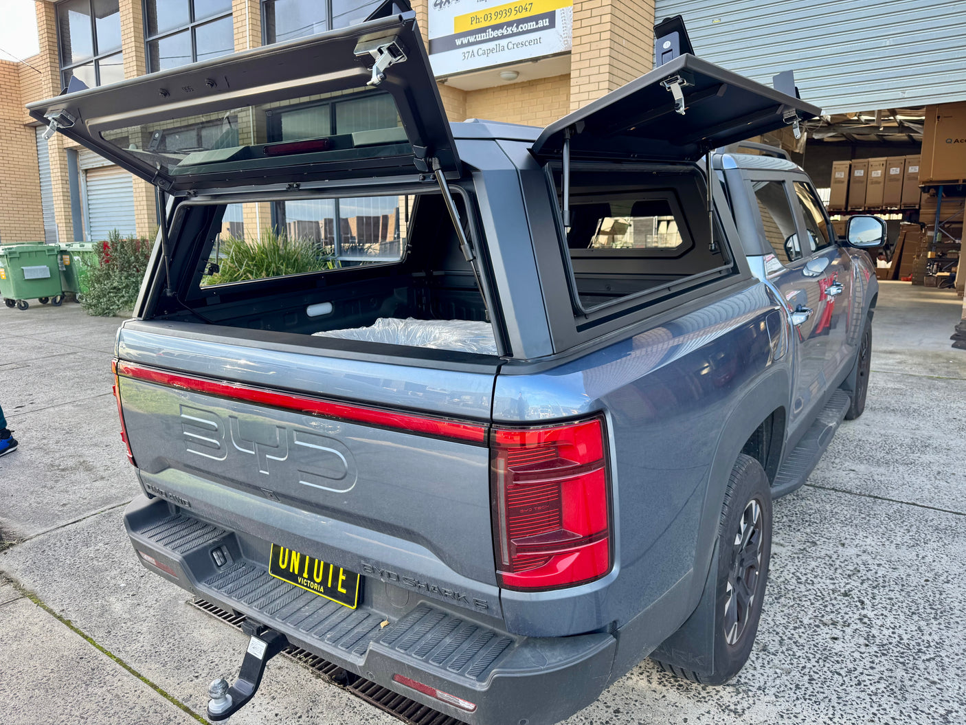 UniUte stainless steel canopy for BYD Shark 6 2025+ — fitted on ute parked outdoors