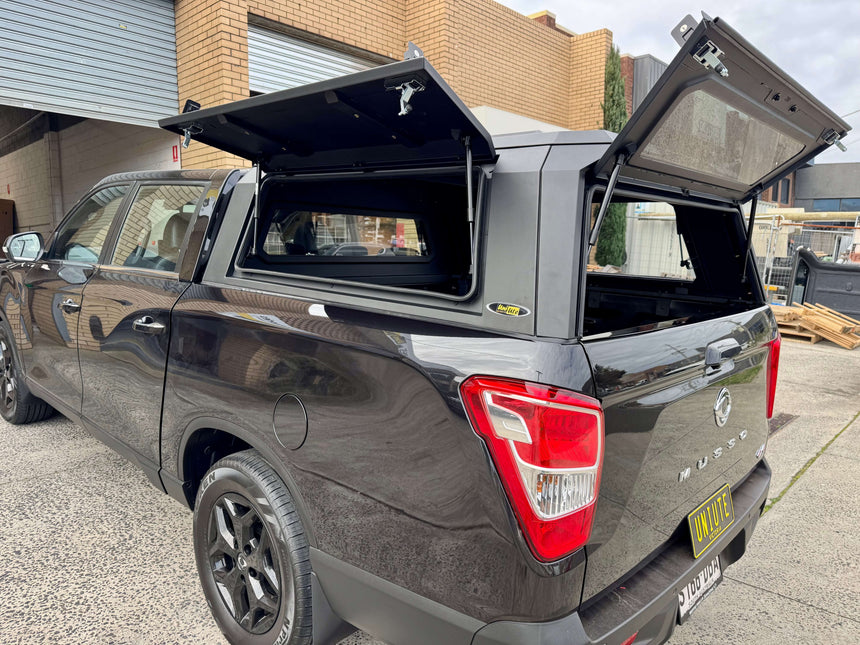 KGM Musso Canopy XLV 2018-2025 stainless steel ute canopy by UniUte, perfect for durability and style.