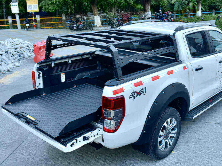 Mitsubishi Triton 2009-2025 with UniUte slide tray for ute extended, enhancing storage and accessibility.