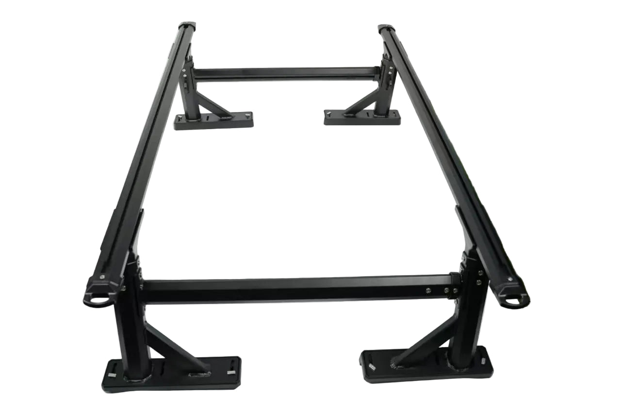 Heavy Duty Aluminium Ladder Rack for ute roller covers, adjustable and strong design, black finish. Supports up to 350kg.