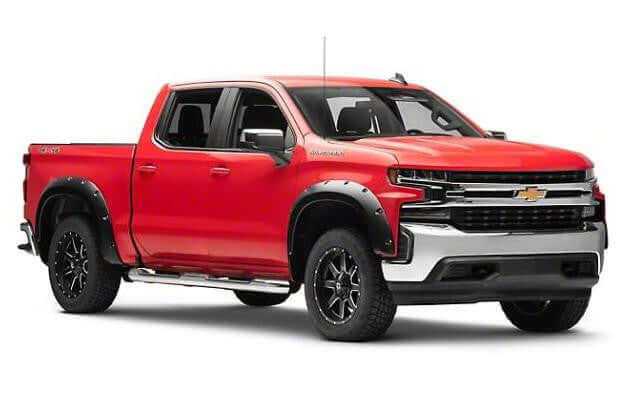Chevrolet Silverado 1500 with fender flares — side view showing OEM-style fit