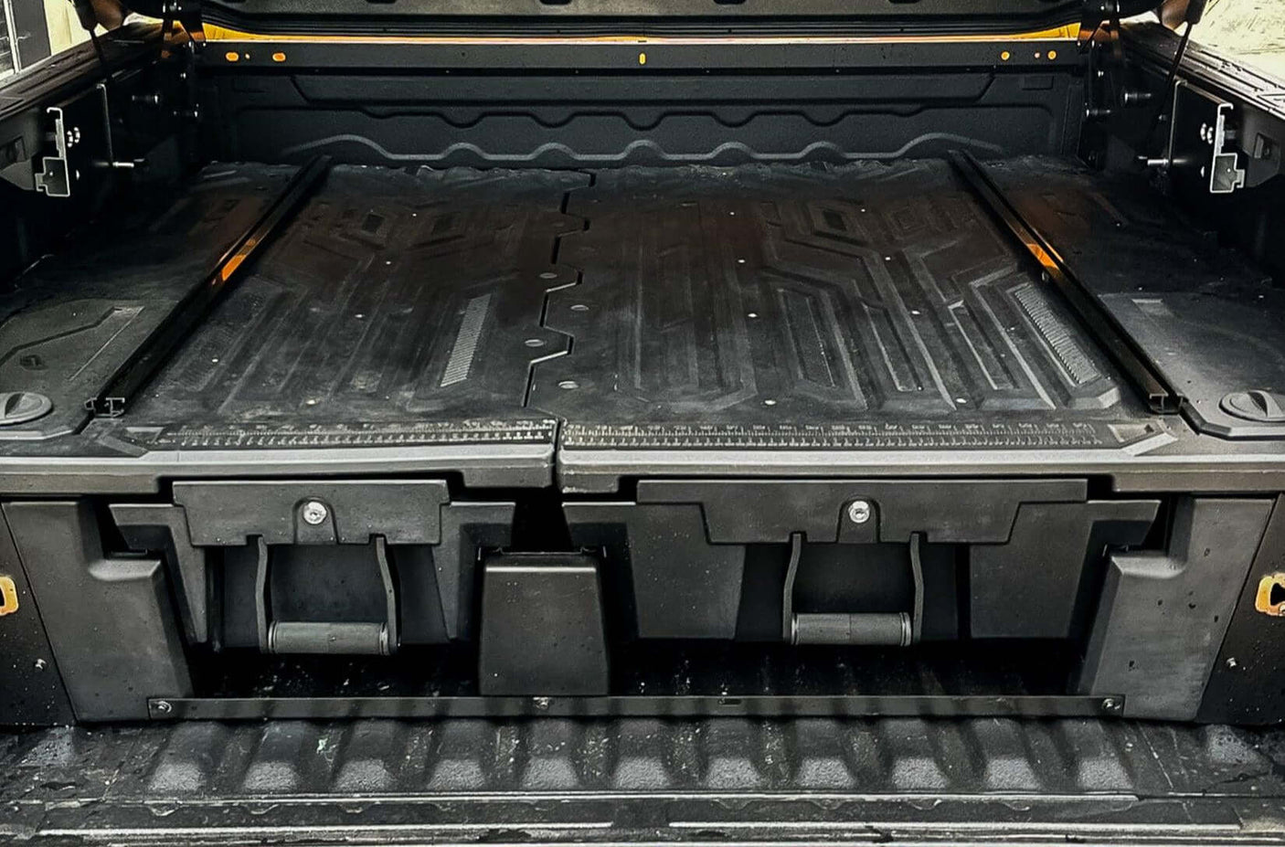Ford Ranger Drawers NextGen 2022+ Weathertight Ute Drawer System in open black truck bed