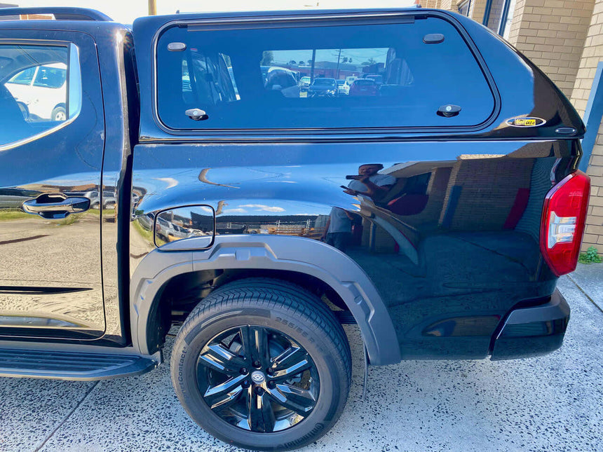 Black UniUte FORCE PRO ldv t60 canopy on pickup truck, 2017-2025 model