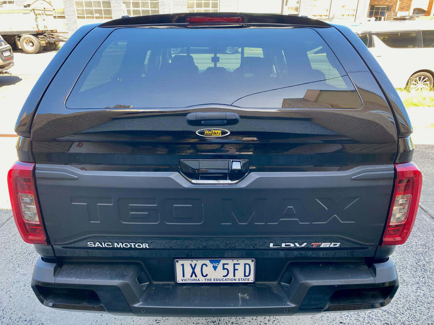 Black LDV T60 canopy, 2017-2025 model, showcasing sleek rear view design.
