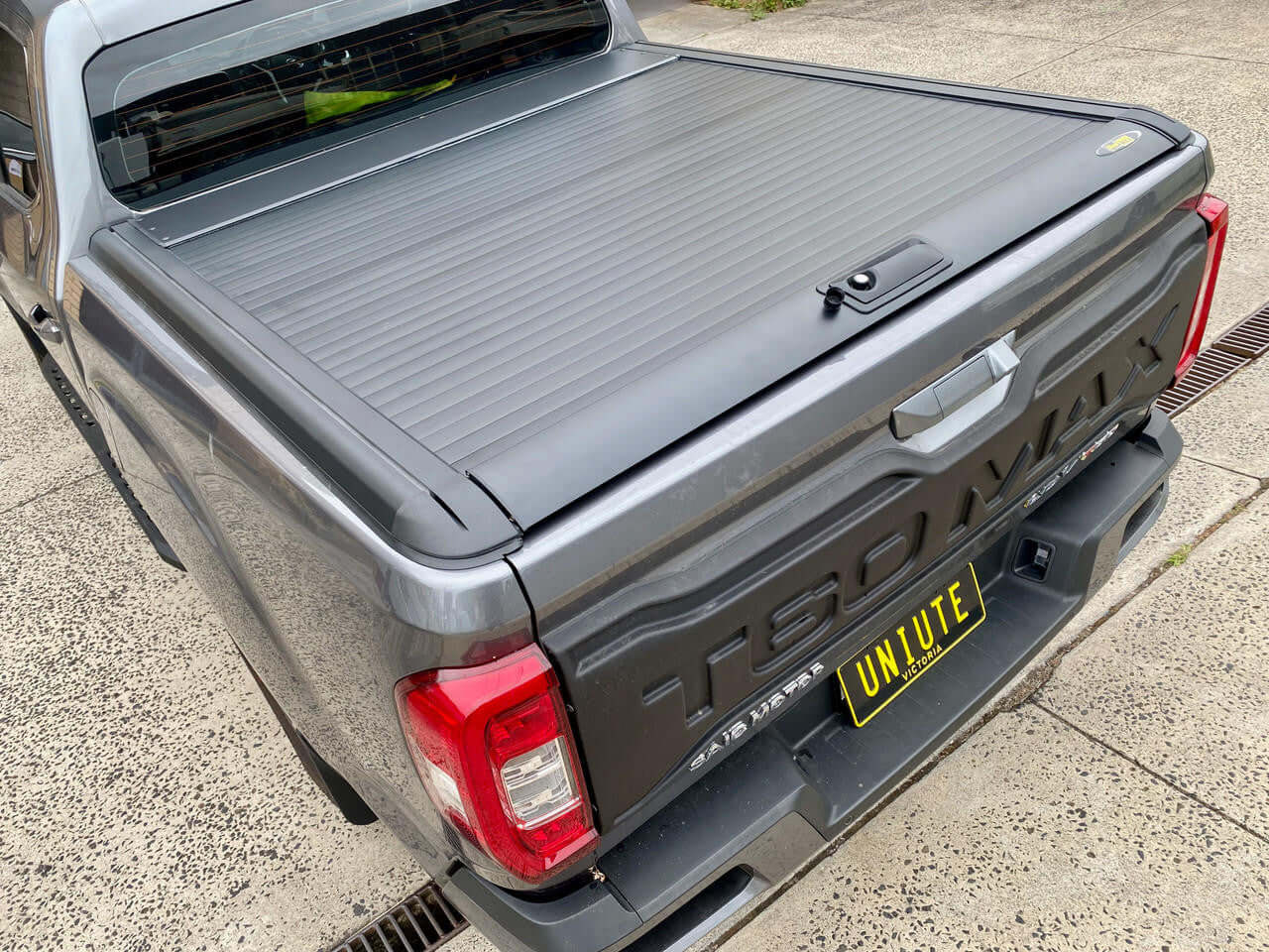 LDV T60 roller shutter installed on a grey LDV T60 MAX 2017-2025, showcasing UniUte Gen2 manual roller cover for security and style.