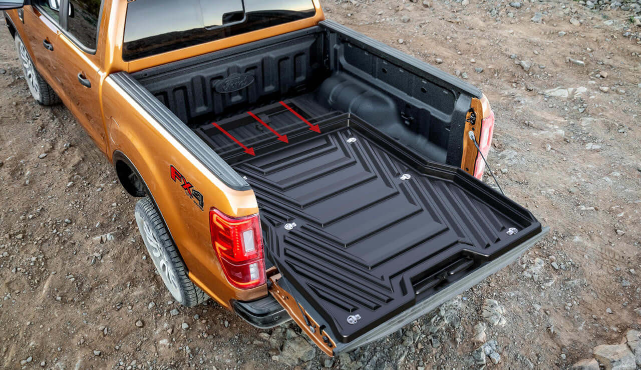 Cargo slide tray drawer installed in a Mazda BT-50, improving storage and accessibility for ute enthusiasts, UniUte Sliding Tray Drawer.