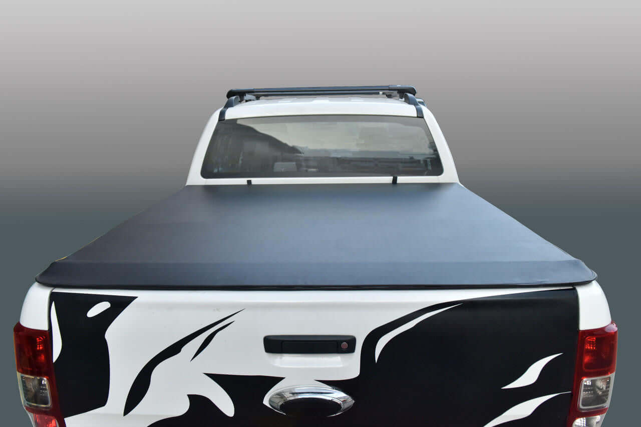 Mazda BT50 Tonneau Cover 2020-2025 Soft Roll Up on white truck, premium quality accessory for Mazda BT-50, enhancing functionality and style
