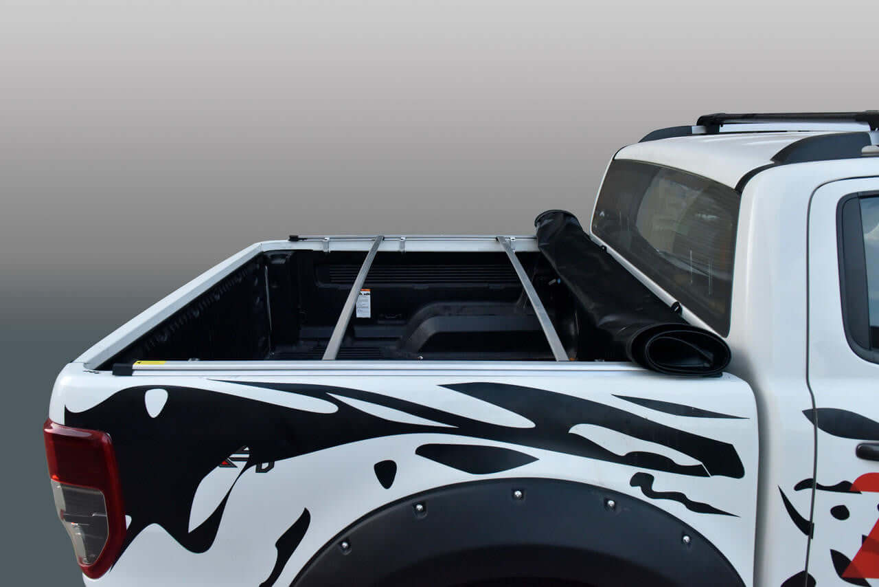 Mazda BT50 Tonneau Cover 2020-2025 Soft Roll Up shown in open position on truck bed