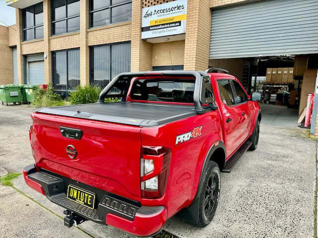 Nissan Navara with roller shutter for nissan navara installed, rear view