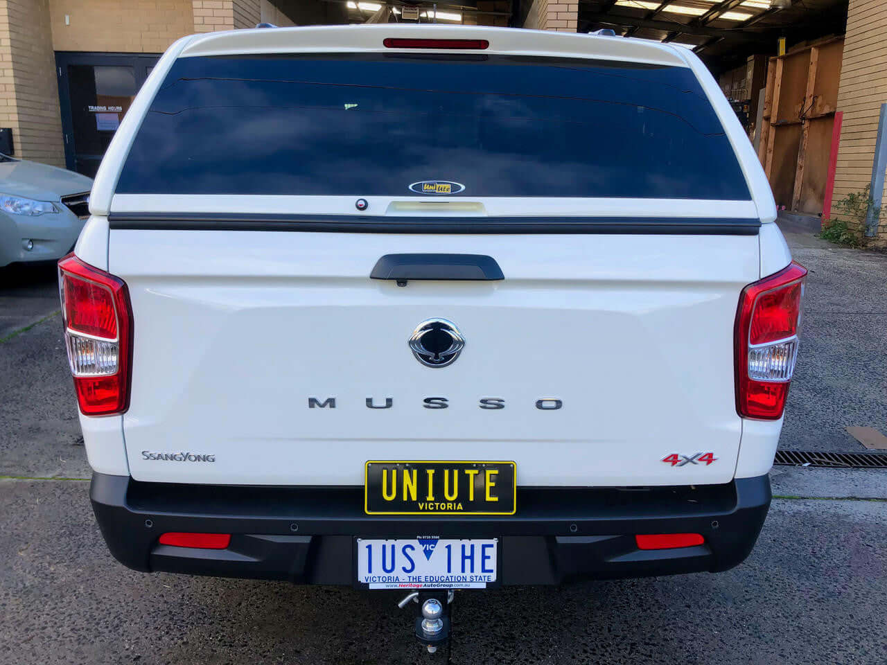 Rear view of a SsangYong Musso XLV with UniUte canopy for ssangyong musso 2018-2025.