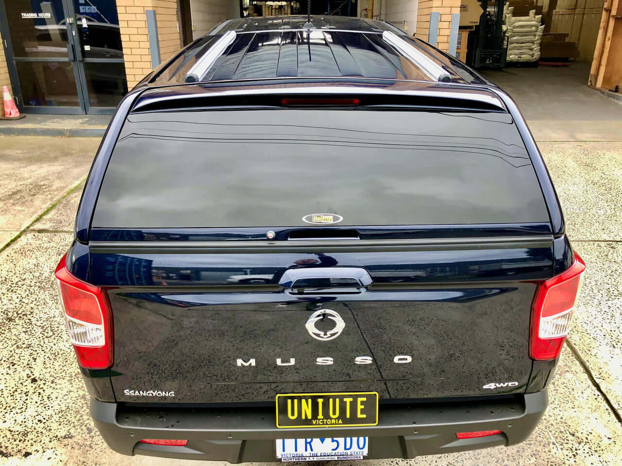 SsangYong Musso XLV Canopy by UniUte - FORCE PRO PLUS on rear view of truck, 2018-2025 model