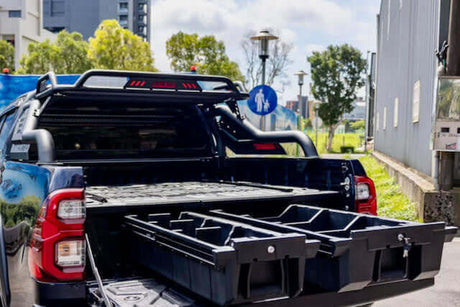 Hilux drawers 2015-2025 Toyota Weathertight ute drawer system for optimized 4WD storage