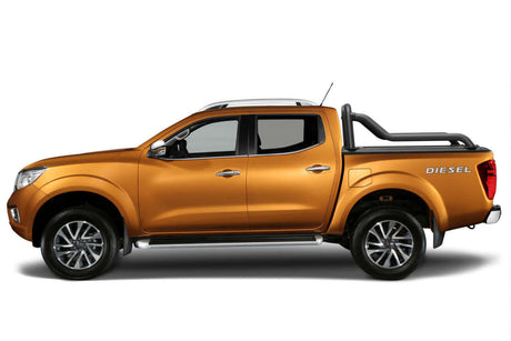 Extended sports bar on a ute with matte black roll bar for Gen2 and EGen2 roller shutters, enhancing style and functionality.