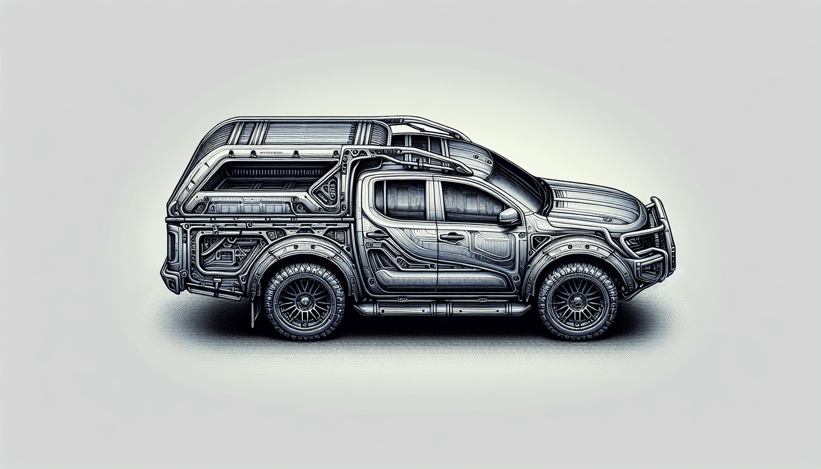 Futuristic vehicle design with Ute Canopy showcasing durability and functionality.