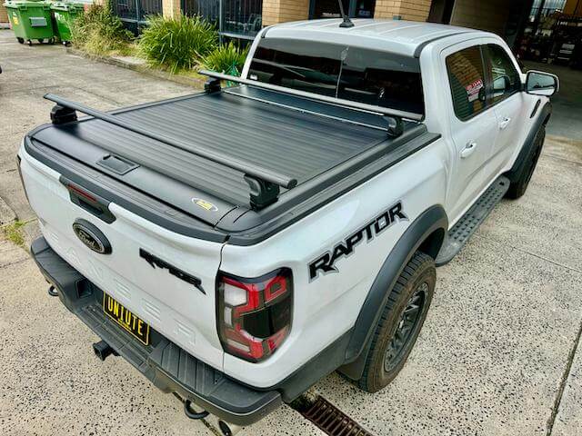 Ford Ranger with a mounted roller shutter for Ford Ranger, showcasing the practical installation on a pickup truck.