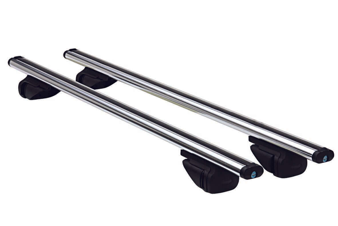 Roof Top Rack featuring dual aluminum bars with black mounts for vehicle cargo solutions.