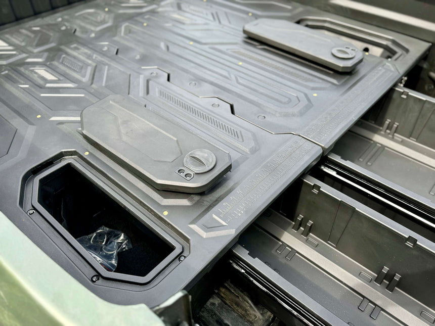 Close-up of SsangYong Musso Drawers XLV Weathertight Ute Drawer System with heavy-duty storage compartments.