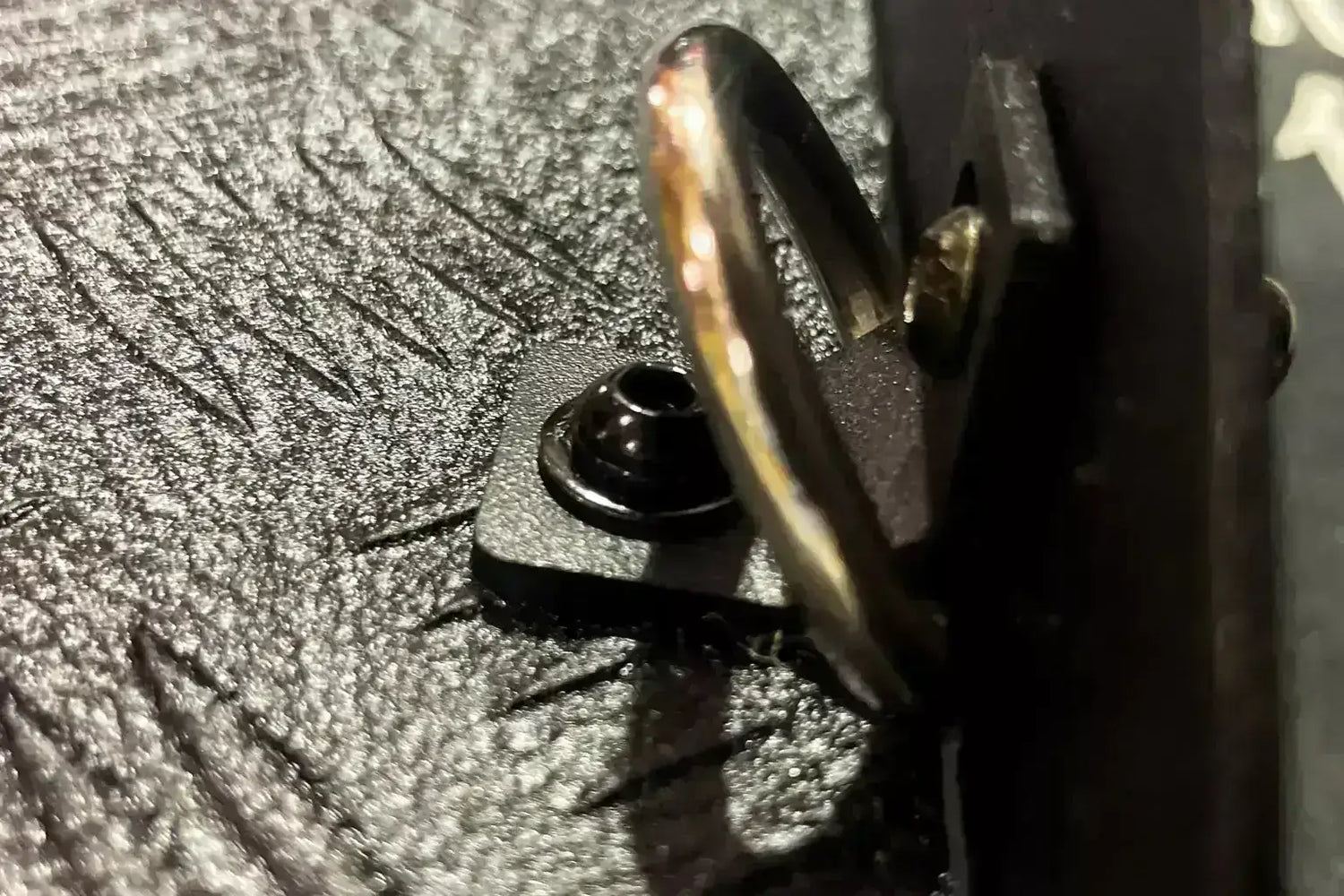 Close-up of cargo tray attachment on Jeep Gladiator 2020-2025 sliding tray drawer.