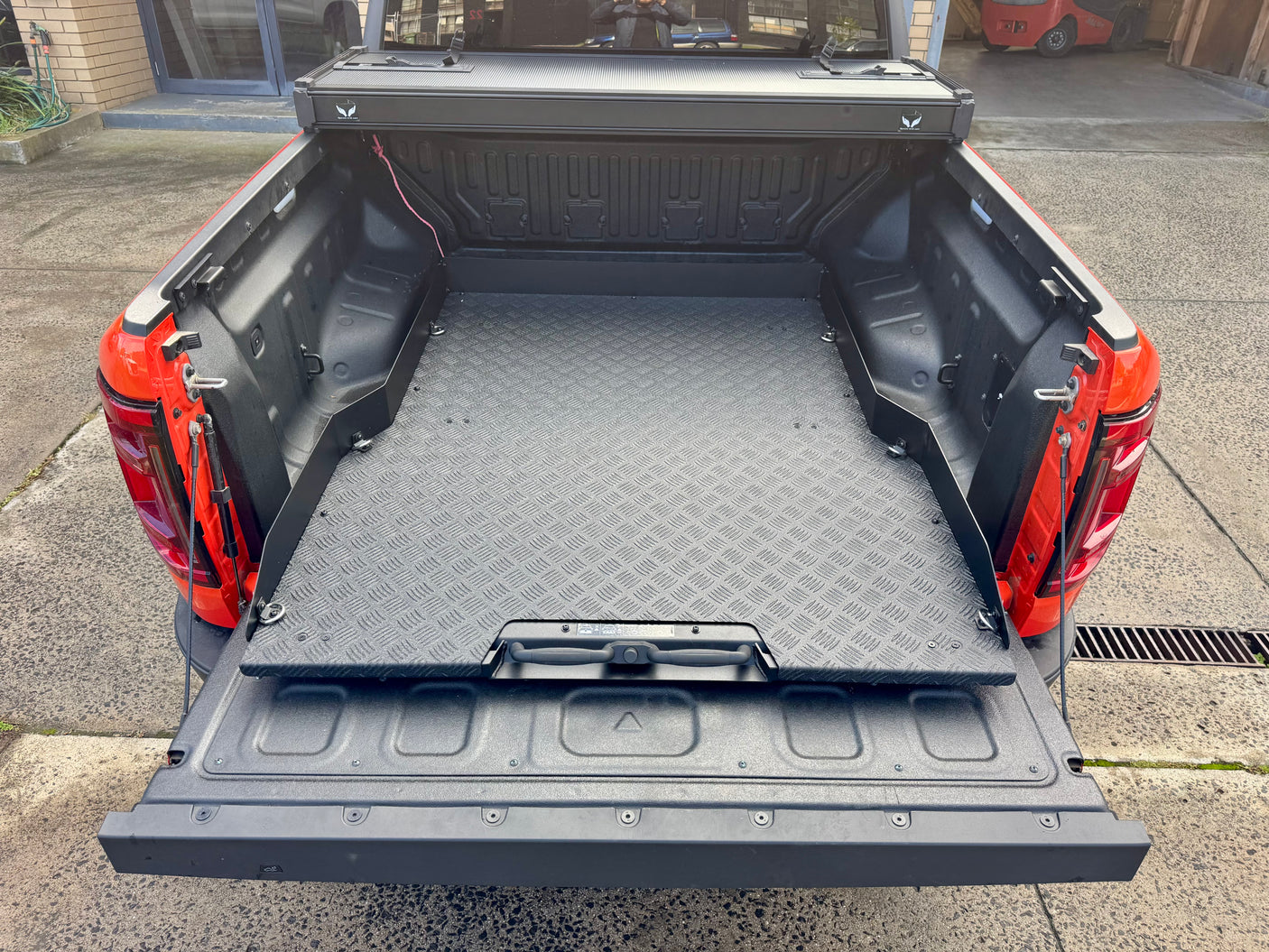 Sliding Tray for BYD Shark 6 2025+ installed in truck bed, showcasing cargo accessibility and tray capability for Australia's first PHEV ute.