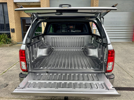 UniUte fibreglass canopy for Mitsubishi Triton MV 2024+ — fitted on a dual cab ute