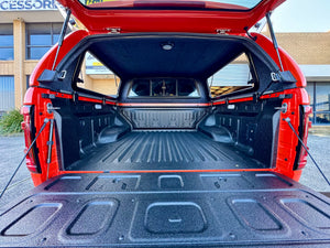 BYD Shark 6 canopy — close-up of the weather seals and rear door latch