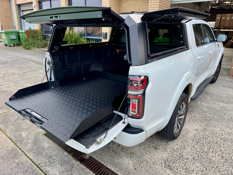 Sliding tray for GWM Cannon 2020-2026 — installed in ute tub, closed position | UniUte