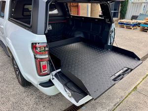 GWM Cannon sliding tray — three-quarter rear view showing fitment | UniUte